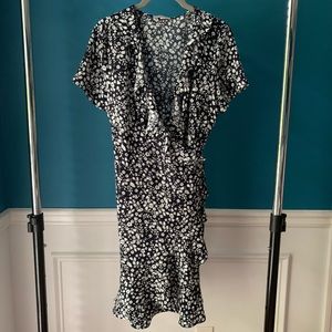 Loft Outlet Blue Floral Wrap Dress